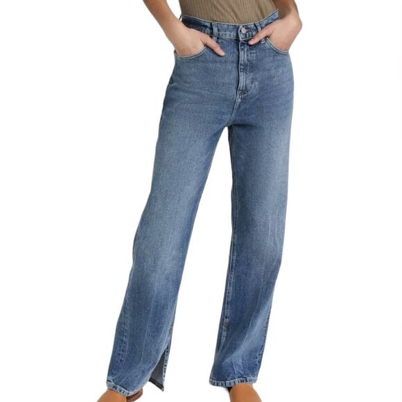 DL1961 Emilie Ultra High Waist Split Hem Straight Leg Jeans New Size 33 - Picture 1 of 13